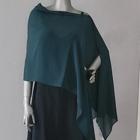Eileen Fisher Pine Sheer Silk Georgette Wrap One Size - Picture 2 of 7